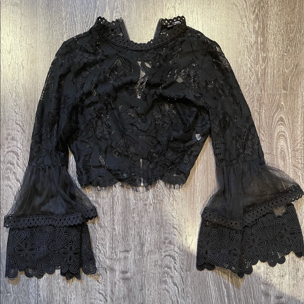 Fashion Nova Black Lace Crop Top